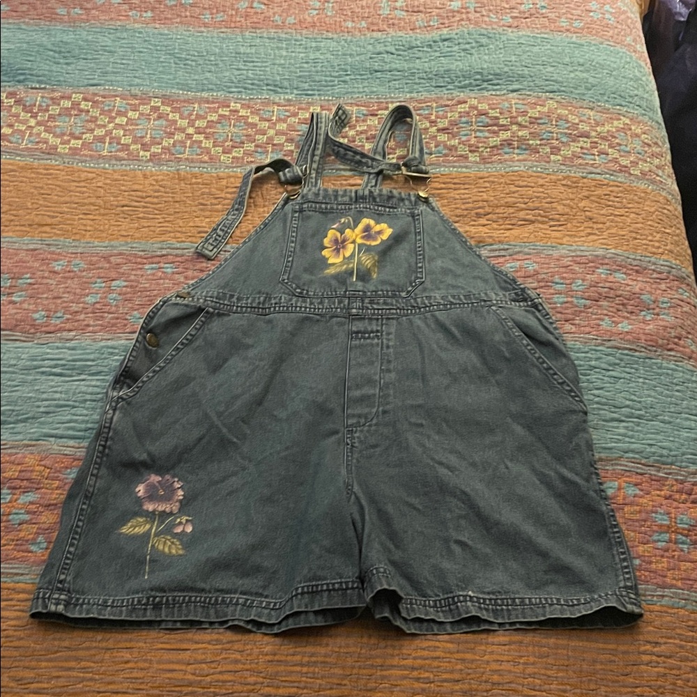 Floral Denim Overalls garden fairy